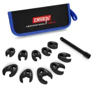 11 PCS Crowfoot Wrench Set for 3/8" Drive with Extension Bar, Flare Nut Wrenc...