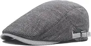 [Generic] Men Newsboy Caps Berets Hats Cotton Polyester Big Head Circumference Striped Brim