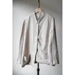 VINTAGE BEIGE LINEN STAND COLLAR JACKET 復古不對稱設計胚色亞麻立領夾克