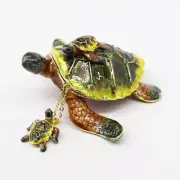 Kingspoint Designs Papa Sea Turtle with Baby Trinket Box with Matching Necklace