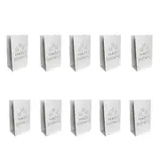 50 Pack White Happy Birthday Luminary Paper Candle Tea Light Lantern Bags Garden Anniversary Birthday Night Decorations Evening Party