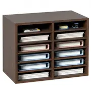 VEVOR Wood Literature Organizer Adjustable File Sorter 12 Compartments Brown
