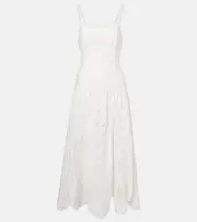 [Farm Rio] Farm Rio Broderie anglaise linen-blend midi dress AU 6 white