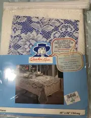 Beautiful VTG Quaker Lace Tablecloth 60x84 “Diana” White Dining Kitchen NIP USA