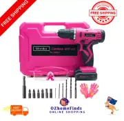Cordless Drill Driver Screwdriver Bits Kit for Women Lady Tool Monika 12V Pink
