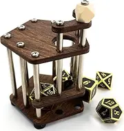 C4Labs DnD Dice Jail | Metal Bars | Cage for Bad Dice | Prison | Fits Full Set of Dice (Walnut)