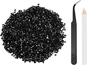 uxcell 5000pcs Flatback Rhinestones Resin, SS6 2mm Resin Rhinestones Bulk Round Shine Gems with Pickup Tools for DIY Nail Art Tumblers Mugs Clothes, Black