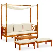 Garden Bench with Table & Footrests Solid Acacia Wood vidaXL
