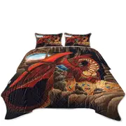 Cool Fantasy Art Dragon Reading a Book Coverlet