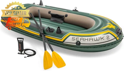 Intex Seahawk 2 Inflatable Boat Set 2 Person Oars Pump Rod Holders 520lb PVC