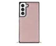 For Samsung Galaxy S21 FE Wallet Case with Strap - Rose Gold