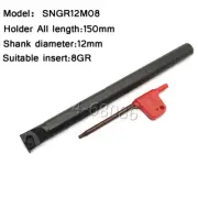 SNGR 12M08 12mm diameter Lathe inner hole shallow groove cutter bar tool for 8GR