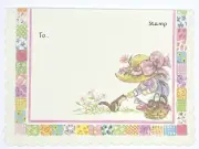 Vintage Post Card UNUSED Patchwork Pals Bonnet Girl Chipmunk 1970s Scallop Edge
