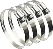 4" (Diameter) Adjustable 304 Stainless Steel Duct Clamps Hose Clamp Pipe Clamp Air Ducting Clamp worm drive hose clamps (4Pcs, 91mm-114mm)