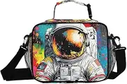 Astronaut Graffiti Colors Insulated Lunch Box for Women Men - Ideal for Work, Picnics - Includes Adjustable Shoulder Strap