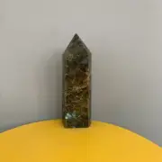 651g Natural Labradorite Quartz Tower Crystal Point Reiki Wand Healing Obelisk
