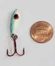 Super Glow Ice Fishing Jig T-Rex Treble 1/4 Lethal Walleye Perch JIg Stone Cold