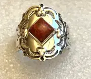 Natural Sponge Coral Band Ring in 925 Sterling Silver (Size 10)