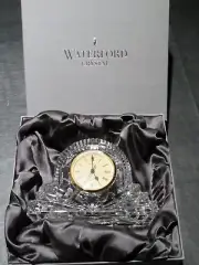 Waterford Crystal Mantle Desk Cottage Clock Gold Face, quartz movement