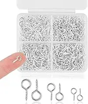 720PCS Small Screw Eye Pins, 3 Styles of Mini Eye Screws, Eyelet Pins Hooks for DIY Crafts, Art Projects, Tiaras and Jewelry Making - Silver