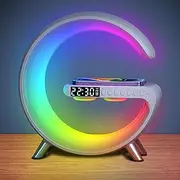 Smart LED Table Lamp, Wireless Charger Atmosphere Lamp, 4-in-1 Wireless Charger, Night Light, Alarm Clock, and Bluetooth Speaker with App Control, Night Lamp for Home Decor, Bedroom, Office