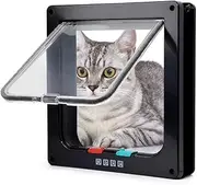 Cat Flap, Dog Flap, Thin Cat Door for Windows, Cat Flap Window, Pet Doors and Sliding Door, Security Pet Door with 4-Way Lock, Dog Door, Cat Door, Pet Flap, Black, S