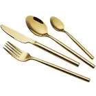 24 Piece Silverware Set For 6 Gold Heavy duty 18/10 Stainless Steel Flatware ...