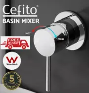 Cefito Basin Mixer Round Wall Tap Brass Faucet For Shower Bathtub-Chrome