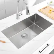 30X18 Undermount Kitchen Sink Single Bowl, Kitchen Sinks with Bottom Grid & Dra