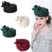 Vintage Royal Pillbox Hat Mesh Veil Fascinator Cap Headpiece Clip Wedding Party