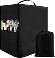 Ice Cream Machine Dust Cover Constructed of 600D Oxford Cloth Furniture Storage Bag Waterproof Foldable with Side Pockets for NC701 Swirl Ice Cream Maker (black, A)