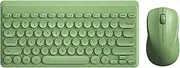 Compact Keyboard Mouse Combo,JieruiDeng 79-Key Retro Mini Cute Computer Keyboard 2.4G USB Wireless and Silent Mice Set for Laptop Desktop PC iPad (Green)