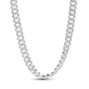 *BRAND NEW* Pandora Timeless Sterling Silver Pavé Cuban Chain Necklace 393161C01
