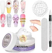 MIZHSE Solid Builder Gel, 60g White 3D Nail Gel Nail Sculpture Non-Sticky for Carving Nail Extension Soak Off UV LED for Salon Home DIY Manicure