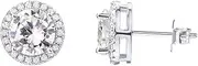 [PAVOI] 14K Gold Plated Sterling Silver Post Brilliant Round Faux Diamond Halo Earrings - Premium Cubic Zirconia in Rose Gold, White Gold and Yellow Gold