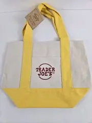 Trader Joe's Mini Canvas Tote Bag Yellow LIMITED EDITION NWT