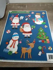 Static Window Clings Christmas Santa, Snowman, Reindeer. 12 pcs.