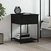 Bedside Table Black 44x45x58 cm Engineered Wood Bedroom Storage