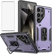 [Asuwish] Phone Case for Samsung Galaxy S22 Ultra / S23 Ultra 5G with Screen Protector Cover and Cell Accessories Kickstand S22ultra 22S S 22 S22ultra5g S23Ultra 23S S 23 23Ultra G5 Women Men Purple