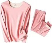 [Generic] Lace up Crop Top Long Sleeve Set Womens Two-Piece Suit Long Sleeve O Neck Blouse Thermal Underwear Soft and Warm Top and Pants Set Lady Boxers