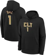 Outerstuff LaMelo Ball Charlotte Hornets #1 Youth Size City Edition Player Pullover Fleece Hoodie (Black, Youth X-Large-18/20), Black, X-Large