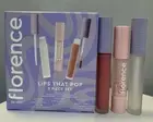 Florence by Mills Lips That Pop 3 Piece Lip Gloss Set Travel Sizes -Vegan