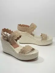 Chloe Suede Espadrille Platform Wedge Sandals size 39