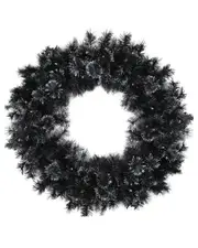 Northlight 36in Battery Operated Black Bristle Artificial Christmas Wreath Warm White LED Lights