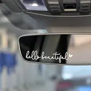 Car Accessories Interior for Women, 3X “Hello Beautiful” Rearview Mirror Decal Stickers, Car Accessories Gifts, Car Decal for Women, Car Window Decal, Self Affirmations Decal