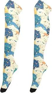 [FRODOTGV] Colorful Cute Cats Face Thigh High Socks for Women Casual Extra Long Soccer Socks for Women Over Knee High Sock, Colorful Cute Cats Face