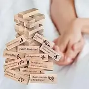 48pcs Naughty Block Tower Game, Funny Wooden Couples Date Night Activity Blocks, Date Night Activity Tokens, Drinking Games for Adults Party, Tumbling Tower Stacking Blocks Romantic Gift