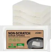 Non-Scratch Scrub Sponges-6Count, Sponges Kitchen, Natural Sponges for Non-Stick