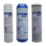 Universal Reverse Osmosis 10" RO Replacement Set of 3 Filters: Sediment, GAC,CTO