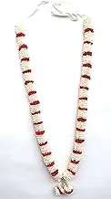 Artonezt 21 Inch Artificial Satin Garland Phool Mala for Idol Photo Frame Decoration, Puja, Diwali Pooja Items Bhagwan ji ki Mala Haar- Set of 1 White and Red Flowers